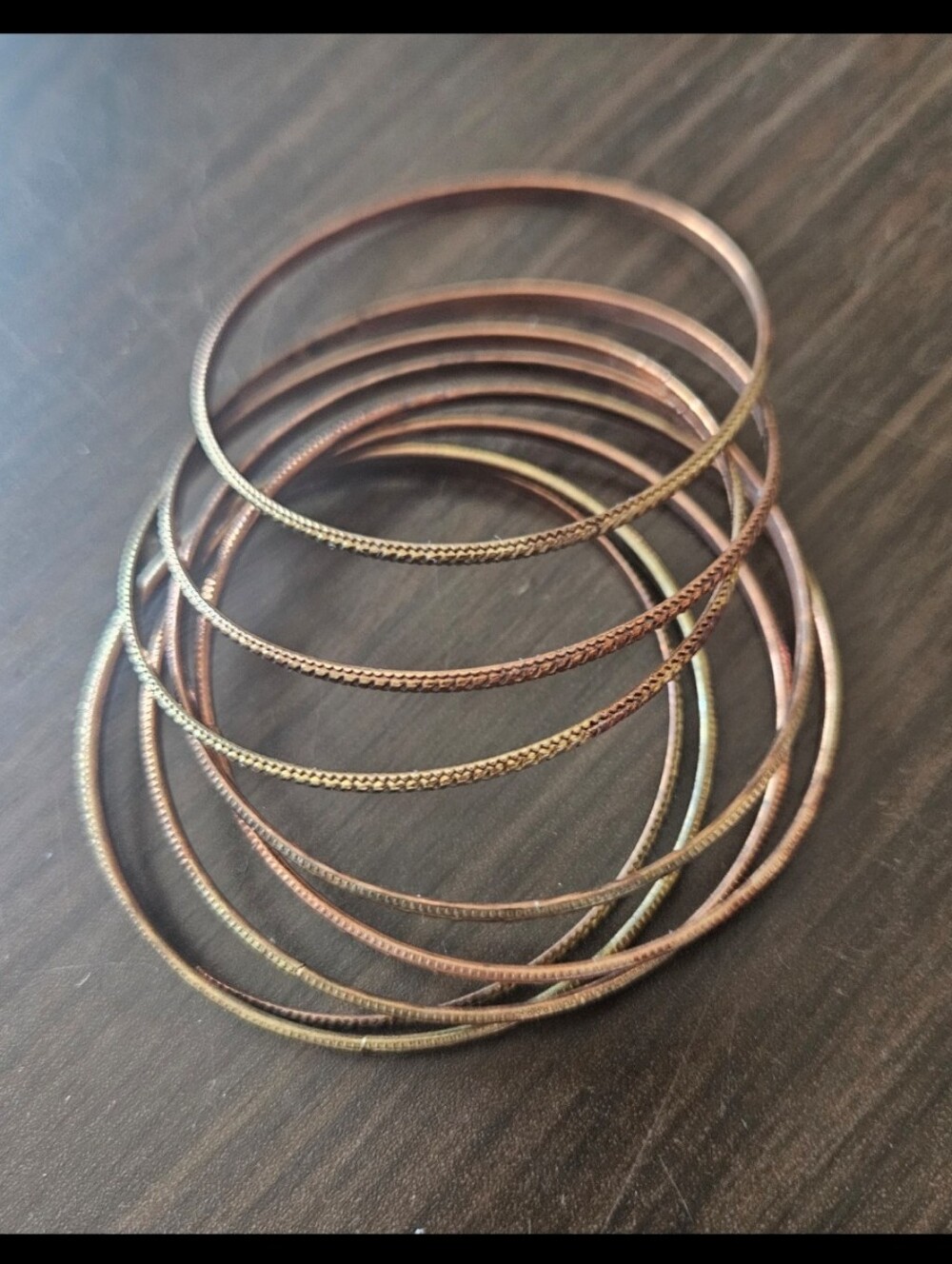 Set of 8 Mixed Metal Thin Textured Bangle Bracelets - Women Jewelry